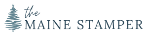 the maine stamper logo with tree linear